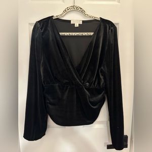 NWOT long sleeved black velvet top